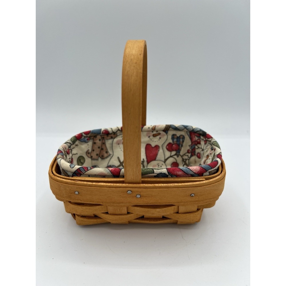 ⛄ Longaberger 2000 Parsley Basket w/Snowman Liner- EUC